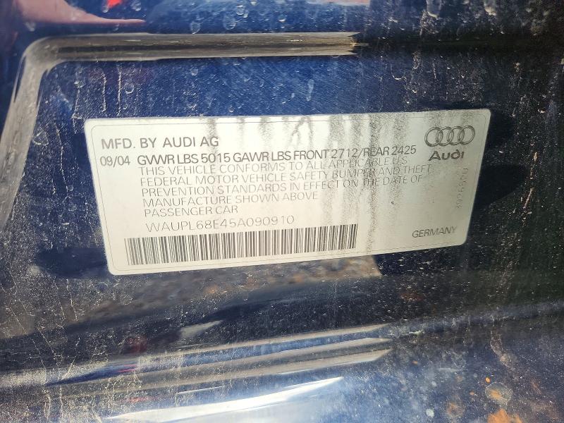 Продажа на аукционе авто 2005 Audi S4, vin: WAUPL68E45A090910, номер лота: 57045196