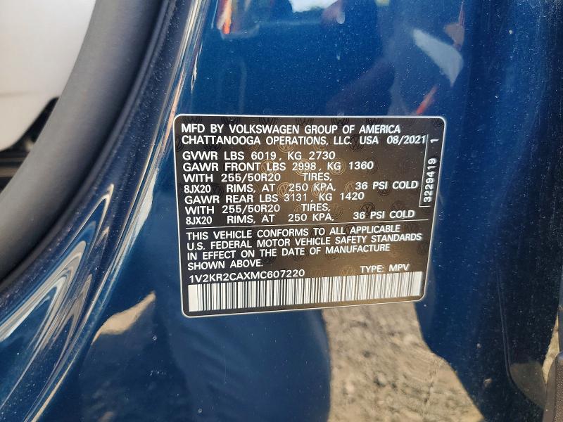 Продажа на аукционе авто 2021 Volkswagen Atlas, vin: 1V2KR2CAXMC607220, номер лота: 56112706