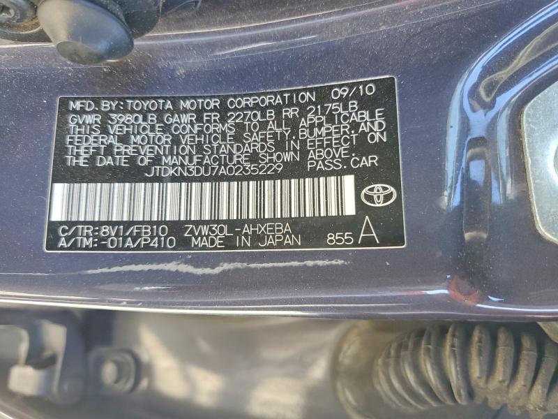 2010 Toyota Prius მანქანა იყიდება აუქციონზე, vin: JTDKN3DU7A0235229, აუქციონის ნომერი: 57882496