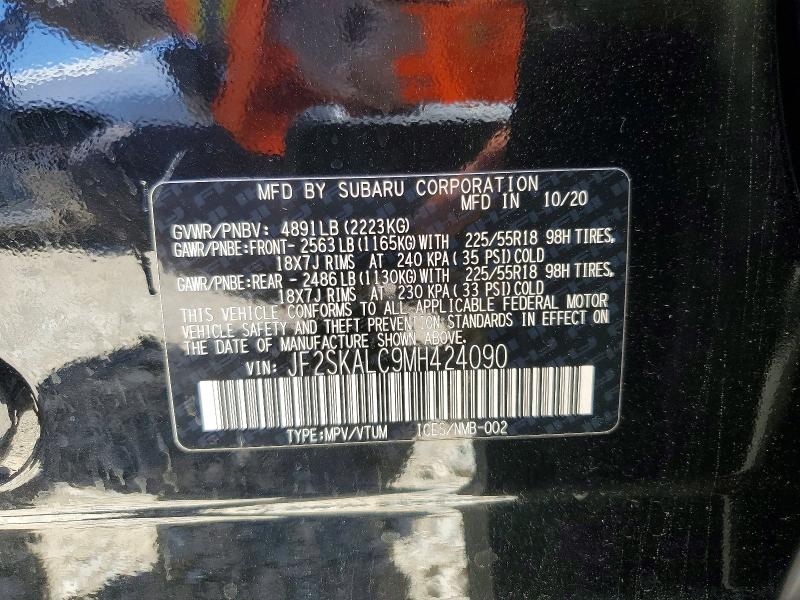 56184446 :رقم المزاد ، JF2SKALC9MH424090 vin ، 2021 Subaru Forester مزاد بيع