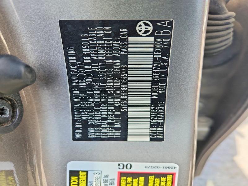 57241906 :رقم المزاد ، 5YFBURHE8HP645448 vin ، 2017 Toyota Corolla مزاد بيع
