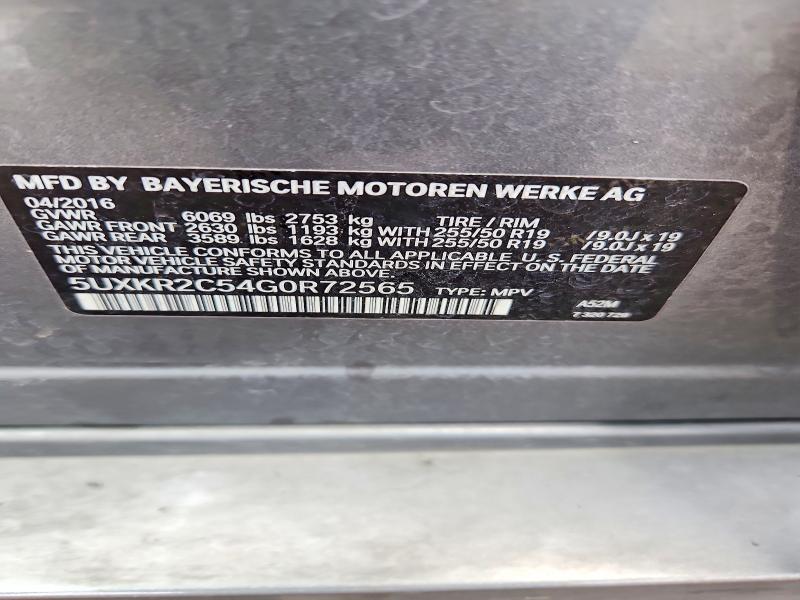 Aukcja sprzedaży 2016 Bmw X5, vin: 5UXKR2C54G0R72565, numer aukcji: 57750526