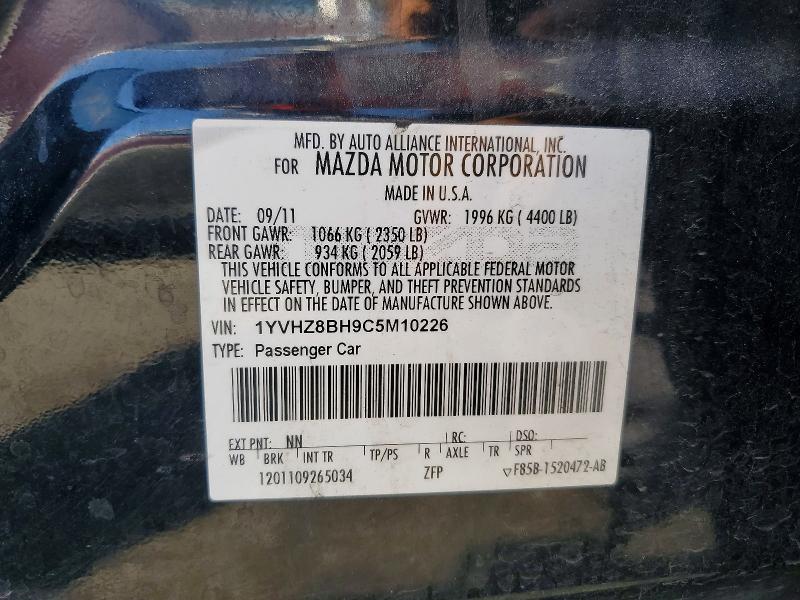 57377756 :رقم المزاد ، 1YVHZ8BH9C5M10226 vin ، 2012 Mazda 6 مزاد بيع