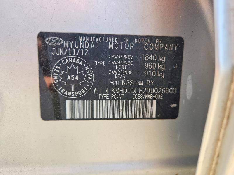 2013 Hyundai Elantra Gt მანქანა იყიდება აუქციონზე, vin: KMHD35LE2DU026803, აუქციონის ნომერი: 55525436