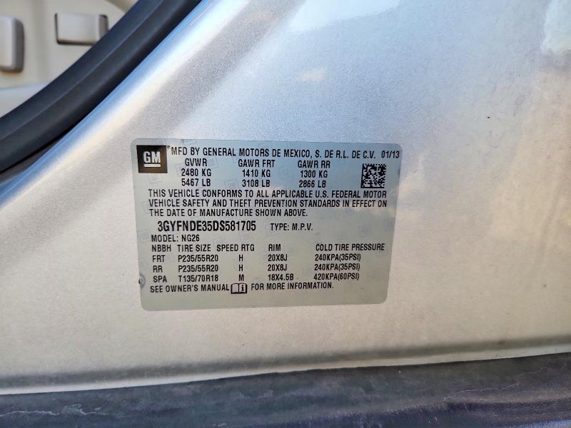 2013 Cadillac Srx მანქანა იყიდება აუქციონზე, vin: 3GYFNDE35DS581705, აუქციონის ნომერი: 55617176