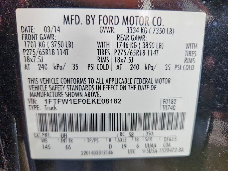 Продажа на аукционе авто 2014 Ford F150, vin: 1FTFW1EF0EKE08182, номер лота: 54728136