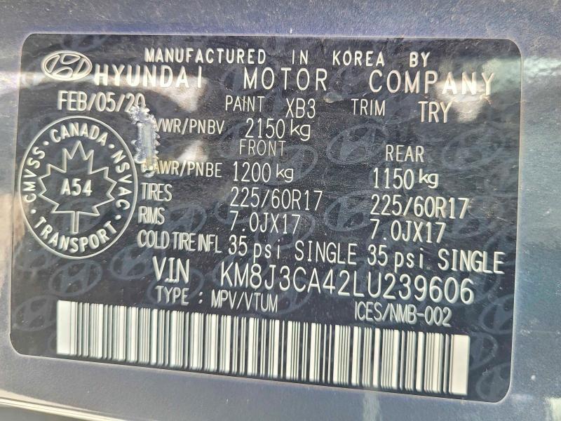 Продажа на аукционе авто 2020 Hyundai Tucson, vin: KM8J3CA42LU239606, номер лота: 59164436