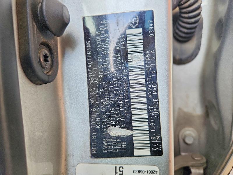 Aukcja sprzedaży 2021 Toyota Camry, vin: 4T1C11AK8MU436749, numer aukcji: 58687126