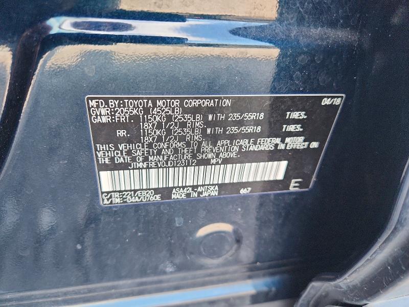 56320686 :رقم المزاد ، JTMNFREV0JD123112 vin ، 2018 Toyota Rav4 مزاد بيع