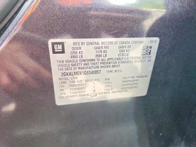 57766236 :رقم المزاد ، 2GKALMEK1G6340857 vin ، 2016 Gmc Terrain مزاد بيع