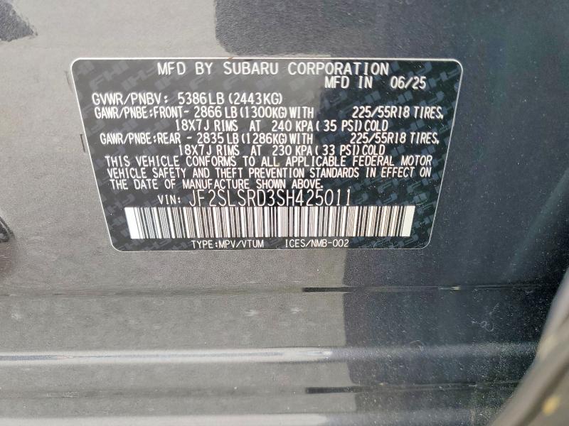 Aukcja sprzedaży 2025 Subaru Forester, vin: JF2SLSRD3SH425011, numer aukcji: 58965926