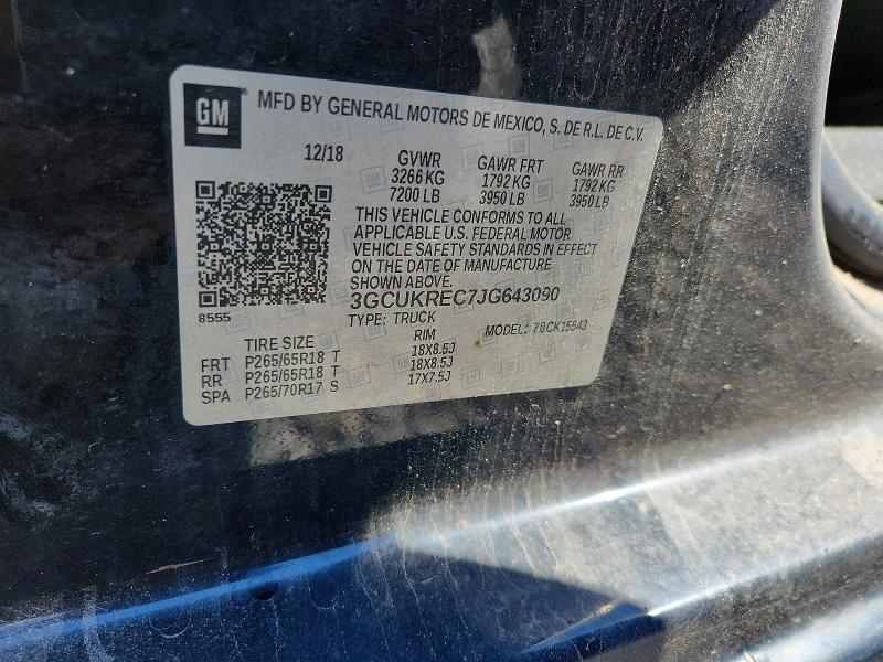 Продажа на аукционе авто 2018 Chevrolet Silverado, vin: 3GCUKREC7JG643090, номер лота: 56844246