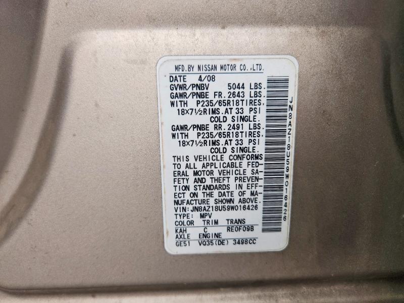 Продаж на аукціоні авто 2009 Nissan Murano, vin: JN8AZ18U59W016426, номер лоту: 56776616