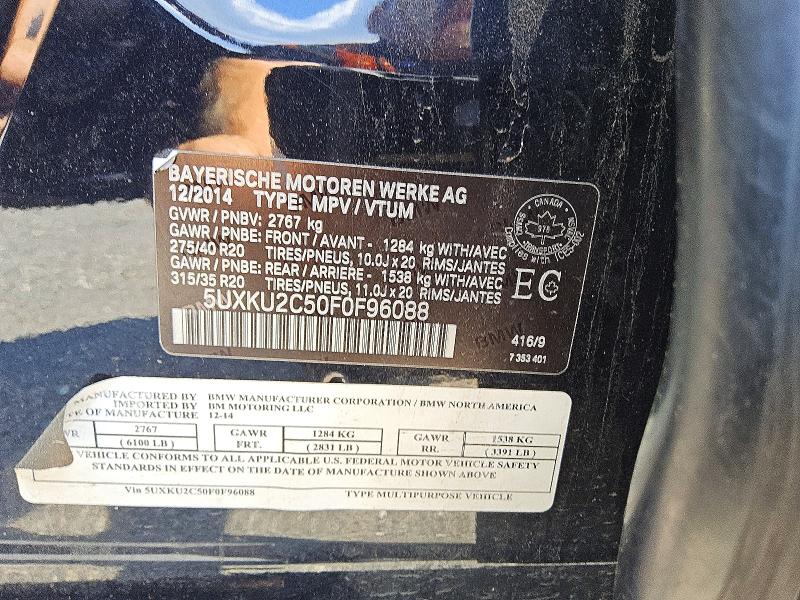 Продажа на аукционе авто 2015 Bmw X6, vin: 5UXKU2C50F0F96088, номер лота: 58829266