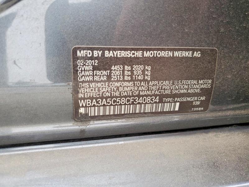 58997766 :رقم المزاد ، WBA3A5C58CF340834 vin ، 2012 Bmw 3 Series 320i Xdrive مزاد بيع