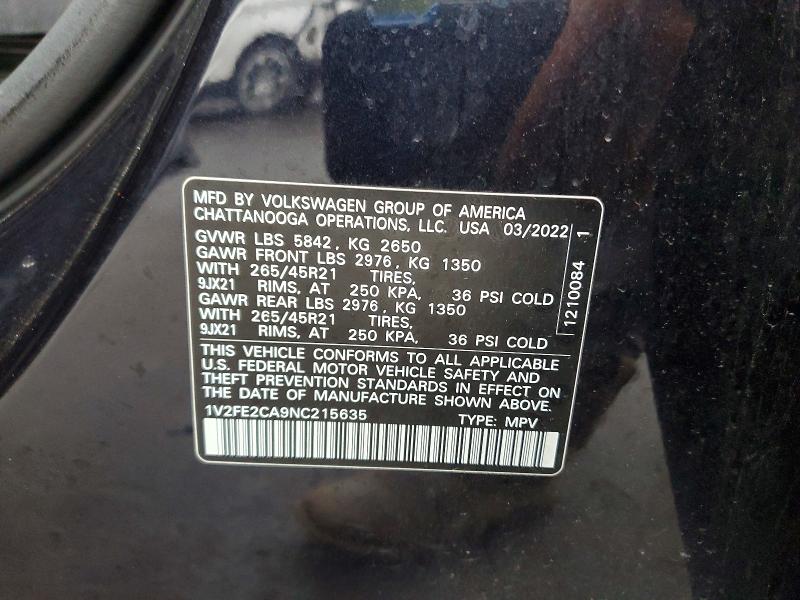 Aukcja sprzedaży 2022 Volkswagen Atlas Cross Sport, vin: 1V2FE2CA9NC215635, numer aukcji: 58067206