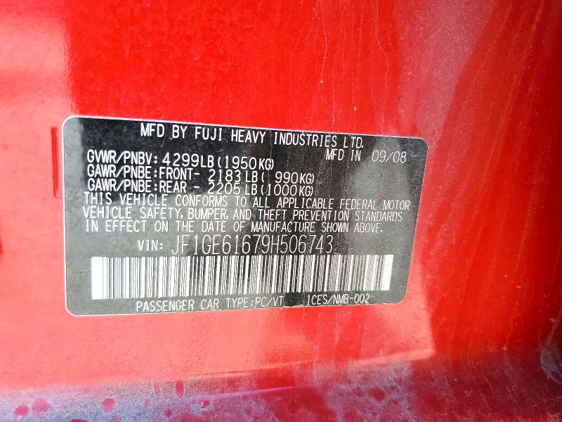 Aukcja sprzedaży 2009 Subaru Impreza, vin: JF1GE61679H506743, numer aukcji: 55800336