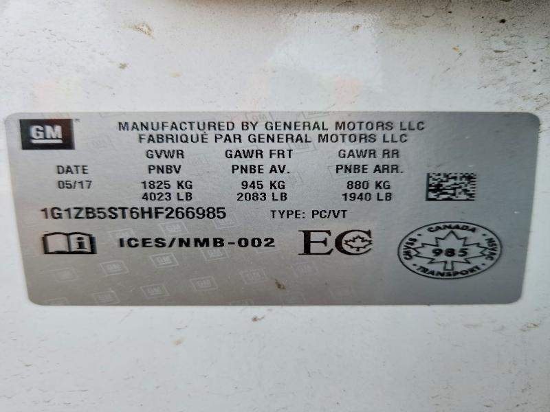 Продажа на аукционе авто 2017 Chevrolet Malibu, vin: 1G1ZB5ST6HF266985, номер лота: 55982346