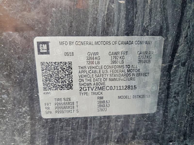 Продажа на аукционе авто 2018 Gmc Sierra, vin: 2GTV2MEC0J1112815, номер лота: 58373716