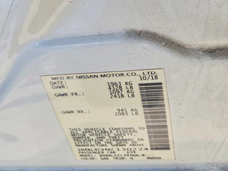 Aukcja sprzedaży 2019 Nissan Altima, vin: 1N4BL4CV4KC130224, numer aukcji: 55530266