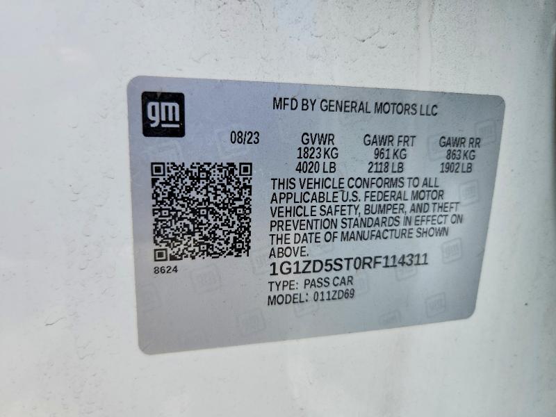 56962986 :رقم المزاد ، 1G1ZD5ST0RF114311 vin ، 2024 Chevrolet Malibu مزاد بيع