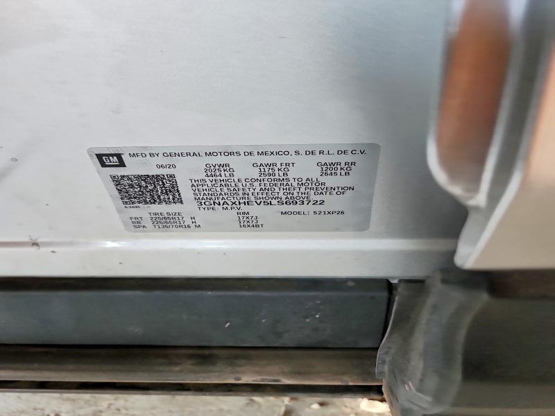 2020 Chevrolet Equinox მანქანა იყიდება აუქციონზე, vin: 3GNAXHEV5LS693722, აუქციონის ნომერი: 55770376