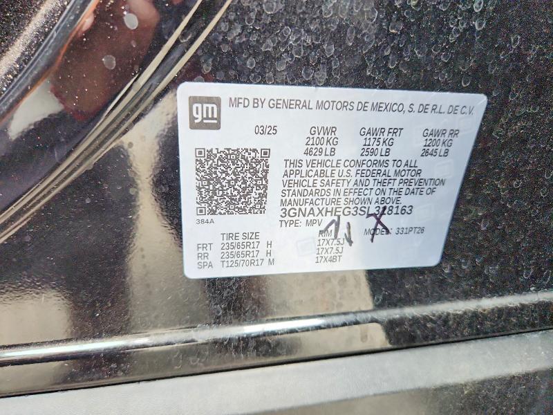 Продажа на аукционе авто 2025 Chevrolet Equinox, vin: 3GNAXHEG3SL318163, номер лота: 58579066