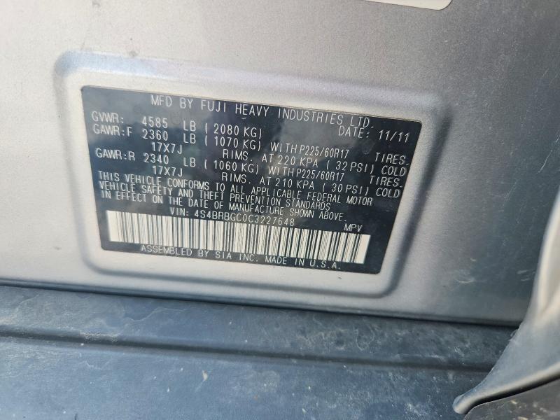 Aukcja sprzedaży 2012 Subaru Outback, vin: 4S4BRBGC0C3227648, numer aukcji: 58331556