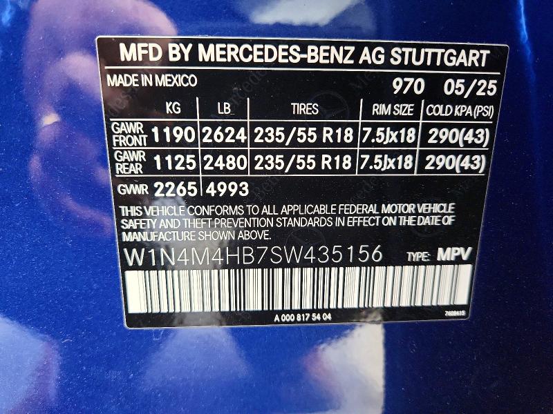Продажа на аукционе авто 2025 Mercedes-benz Glb, vin: W1N4M4HB7SW435156, номер лота: 58201046