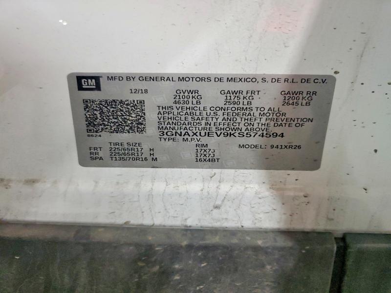 Продажа на аукционе авто 2019 Chevrolet Equinox, vin: 3GNAXUEV9KS574594, номер лота: 59177726
