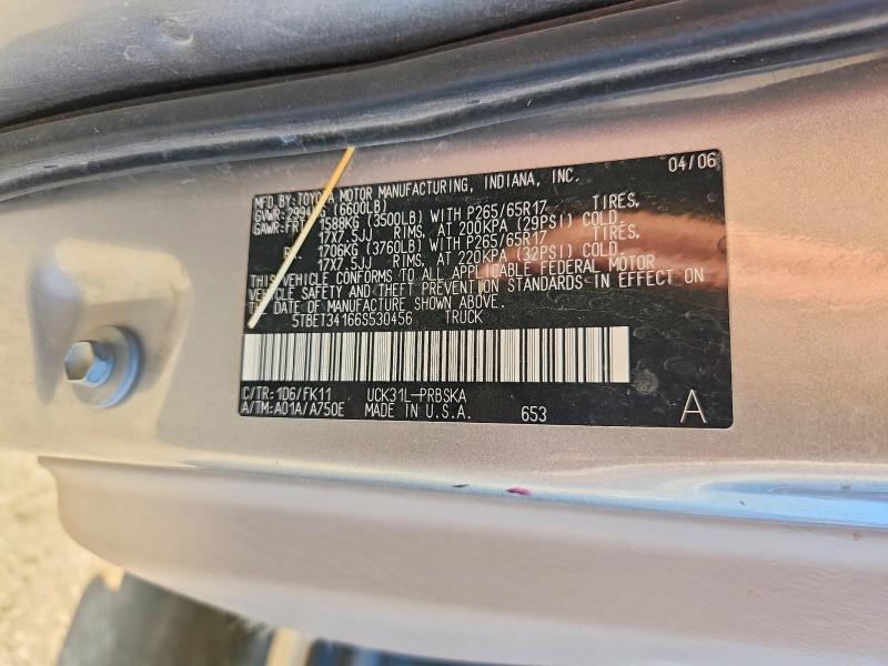 2006 Toyota Tundra მანქანა იყიდება აუქციონზე, vin: 5TBET34166S530456, აუქციონის ნომერი: 56087196