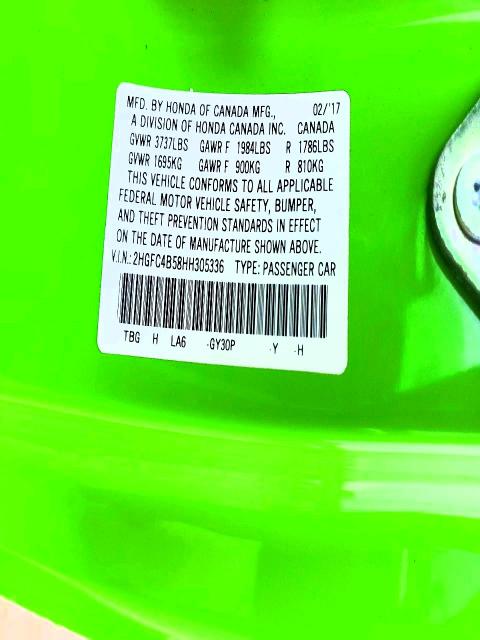Продажа на аукционе авто 2017 Honda Civic, vin: 2HGFC4B58HH305336, номер лота: 56096746