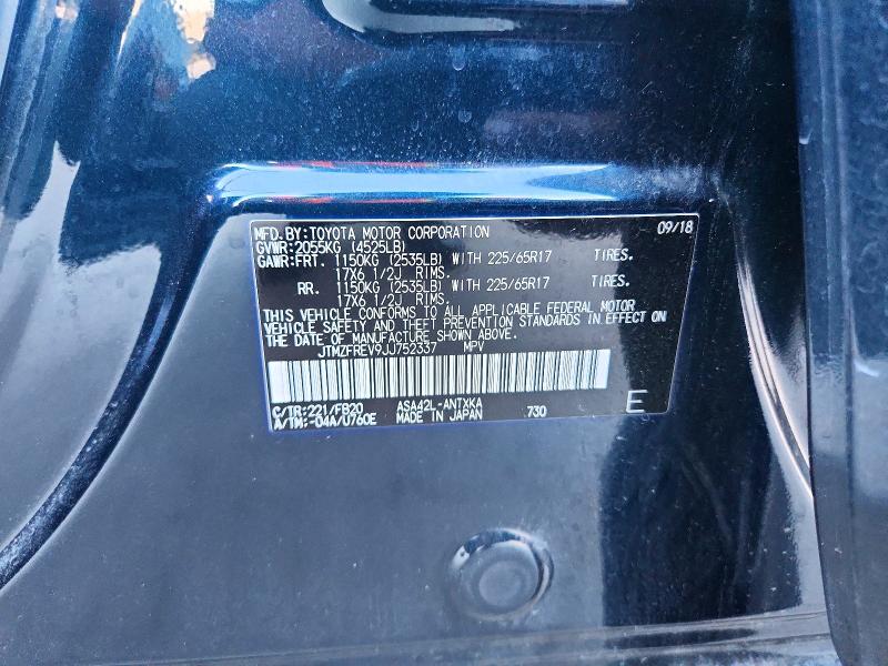 Aukcja sprzedaży 2018 Toyota Rav4, vin: JTMZFREV9JJ752337, numer aukcji: 55800486