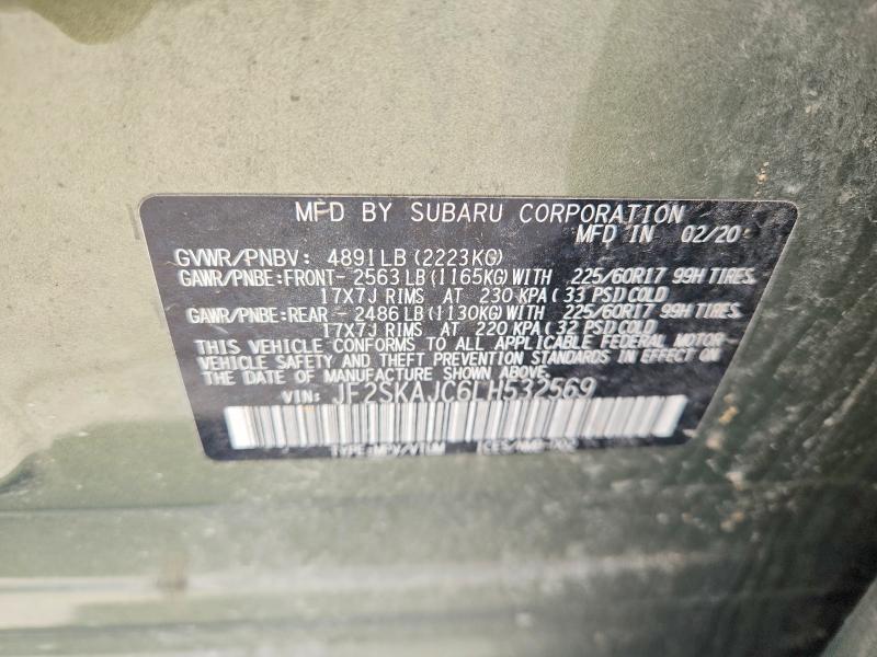 Aukcja sprzedaży 2020 Subaru Forester, vin: JF2SKAJC6LH532569, numer aukcji: 55844226