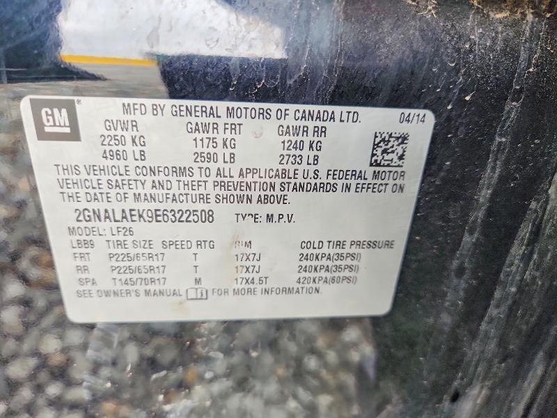 Продаж на аукціоні авто 2014 Chevrolet Equinox, vin: 2GNALAEK9E6322508, номер лоту: 58586656