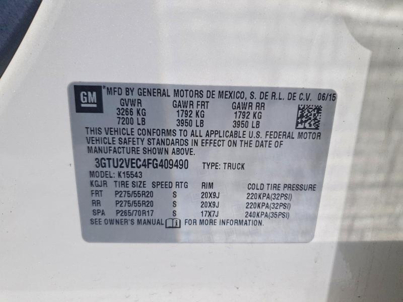 2015 Gmc Sierra მანქანა იყიდება აუქციონზე, vin: 3GTU2VEC4FG409490, აუქციონის ნომერი: 55819886