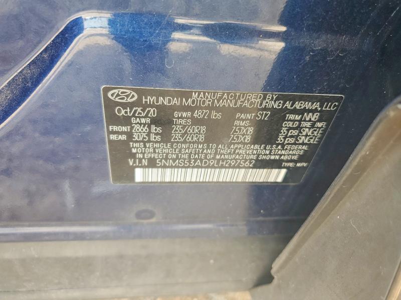 Aukcja sprzedaży 2020 Hyundai Santa Fe, vin: 5NMS53AD9LH297562, numer aukcji: 57391826