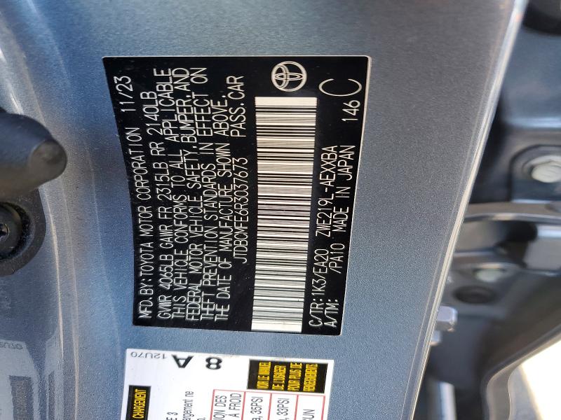 2024 Toyota Corolla Hybrid მანქანა იყიდება აუქციონზე, vin: JTDBCMFE6R3037673, აუქციონის ნომერი: 57061106