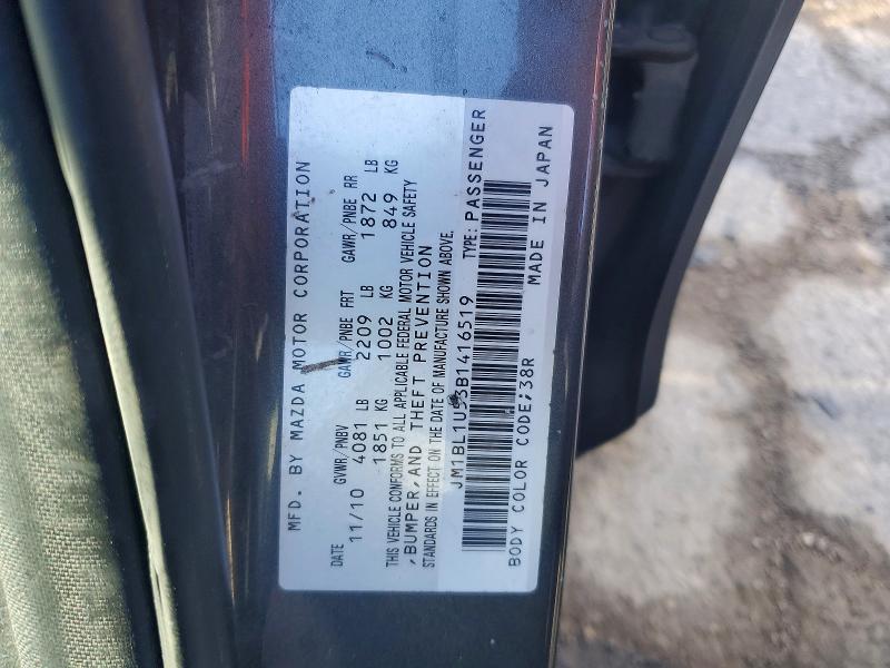 Aukcja sprzedaży 2011 Mazda 3, vin: JM1BL1U53B1416519, numer aukcji: 55692996