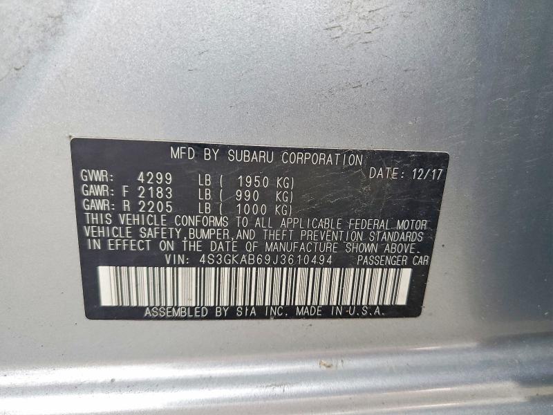 Aukcja sprzedaży 2018 Subaru Impreza, vin: 4S3GKAB69J3610494, numer aukcji: 57653596