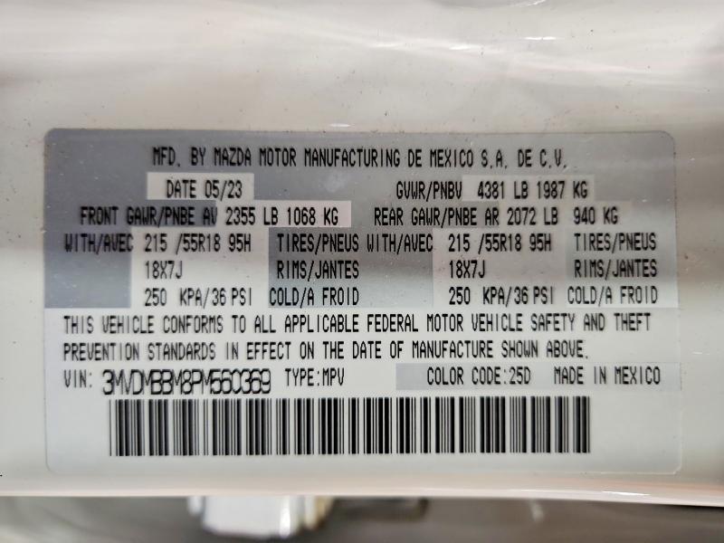 Продажа на аукционе авто 2023 Mazda Cx-30, vin: 3MVDMBBM8PM560369, номер лота: 57393396