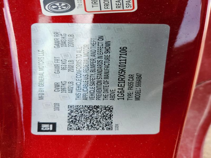 58386206 :رقم المزاد ، 1G6AE1RX5K0117106 vin ، 2019 Cadillac Ats مزاد بيع