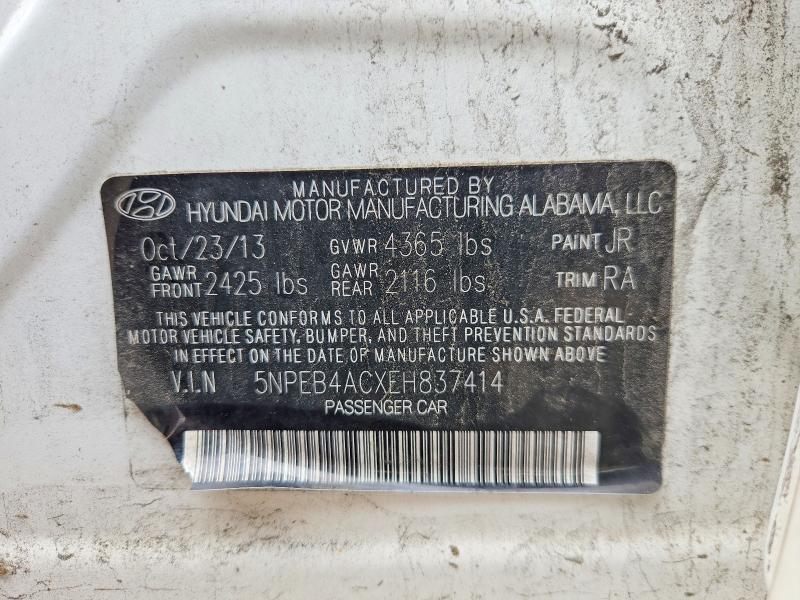 56551836 :رقم المزاد ، 5NPEB4ACXEH837414 vin ، 2014 Hyundai Sonata مزاد بيع