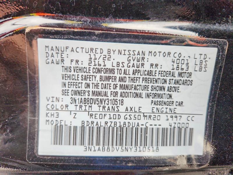 Aukcja sprzedaży 2022 Nissan Sentra, vin: 3N1AB8DV5NY310518, numer aukcji: 54072156