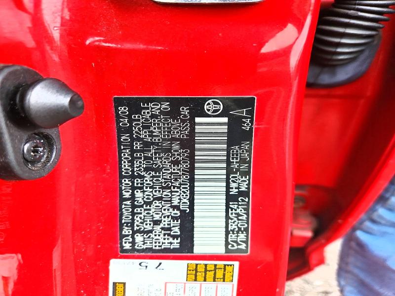 Продаж на аукціоні авто 2008 Toyota Prius, vin: JTDKB20U787780793, номер лоту: 57996496