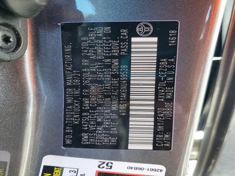 Aukcja sprzedaży 2022 Toyota Camry, vin: 4T1G11AK6NU499528, numer aukcji: 57486696