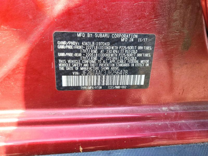85459775 :رقم المزاد ، JF2GTAAC3JH256478 vin ، 2018 Subaru Crosstrek مزاد بيع