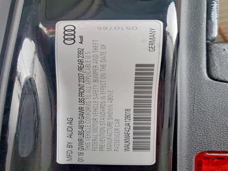 54486166 :رقم المزاد ، WAUKMAF42JA128018 vin ، 2018 Audi A4 مزاد بيع