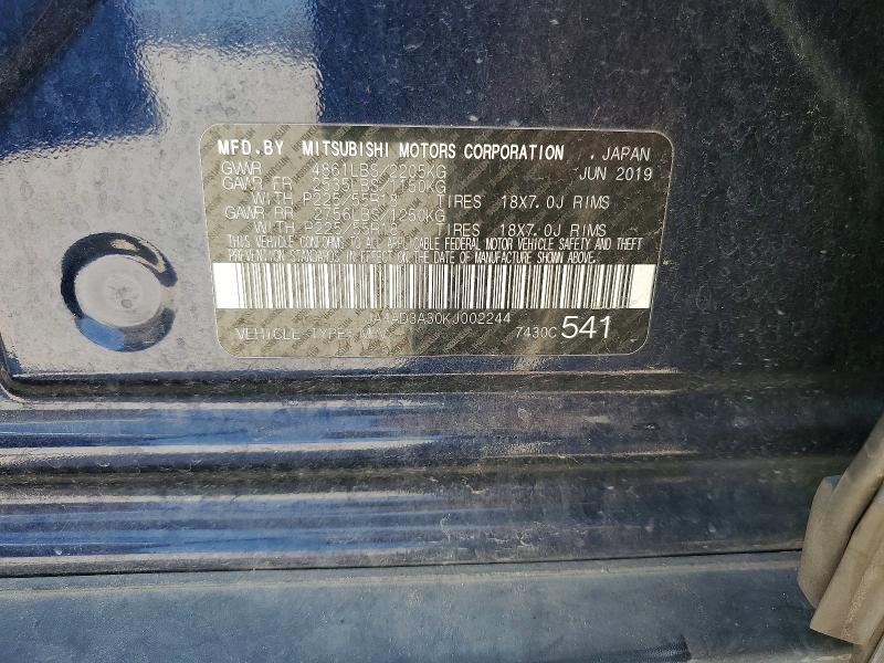 Aukcja sprzedaży 2019 Mitsubishi Outlander, vin: JA4AD3A30KJ002244, numer aukcji: 58099336