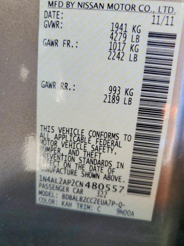 Aukcja sprzedaży 2012 Nissan Altima, vin: 1N4AL2AP2CN480557, numer aukcji: 58937856